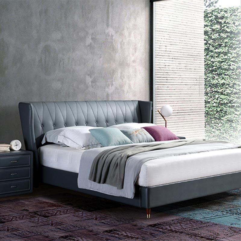 Celokožená posteľ z masívneho dreva